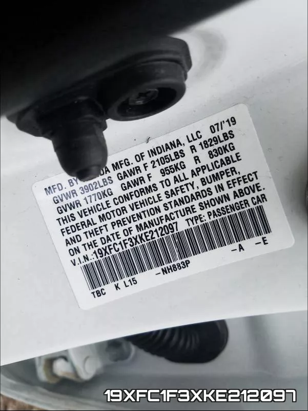 19XFC1F3XKE212097 фото 2
