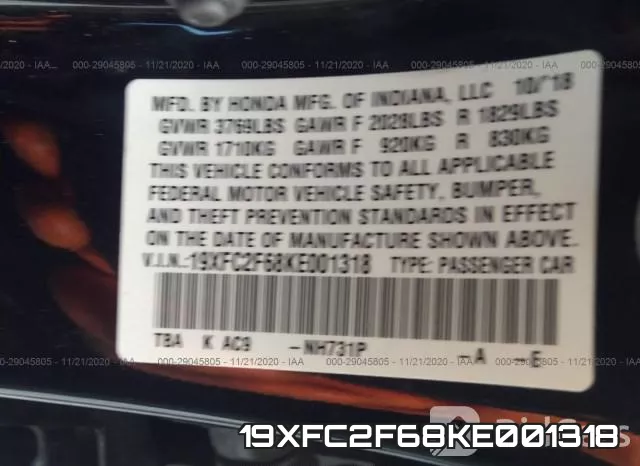 19XFC2F68KE001318 фото 10