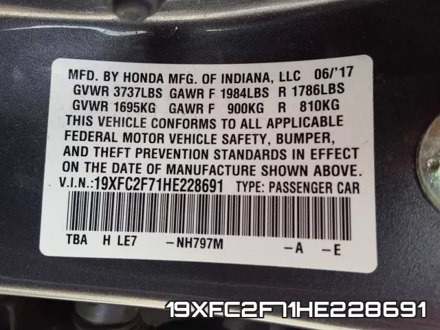 19XFC2F71HE228691 фото 2