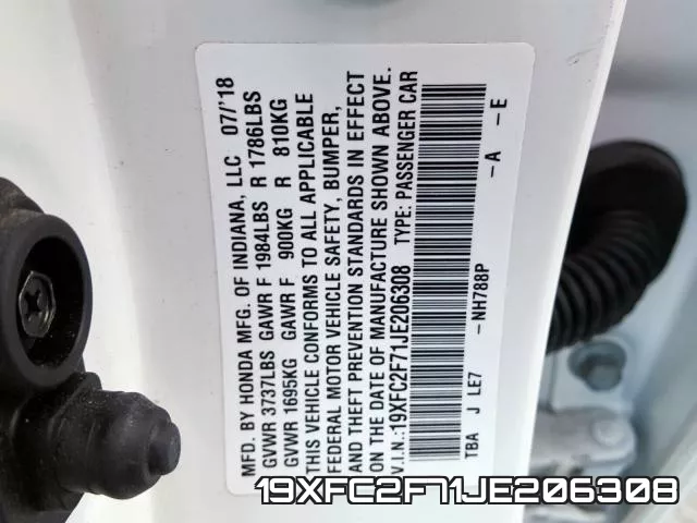 19XFC2F71JE206308 фото 2