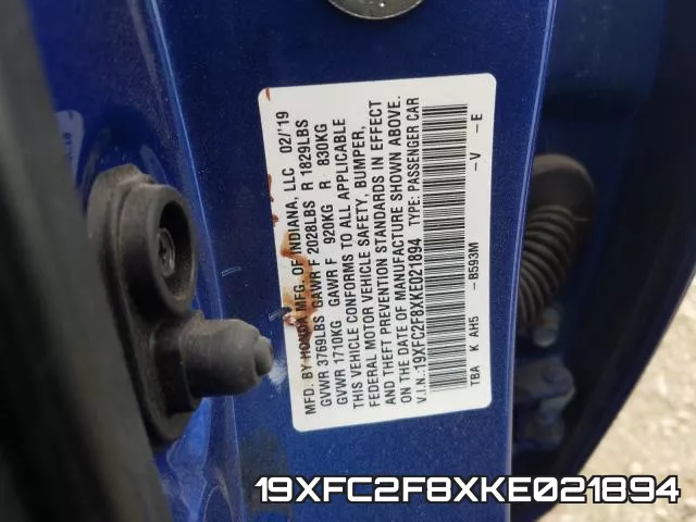 19XFC2F8XKE021894 фото 2