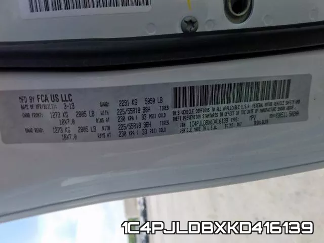 1C4PJLDBXKD416139 фото 2