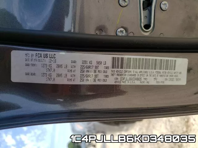 1C4PJLLB6KD348035 фото 2