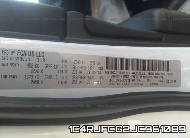 1C4RJFCG2JC361083 фото 10