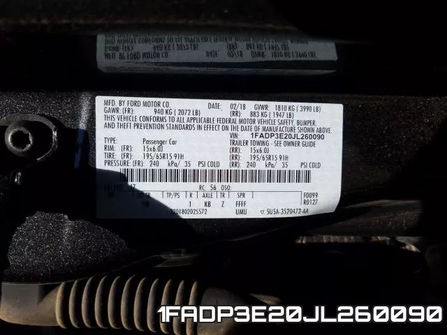1FADP3E20JL260090 фото 2