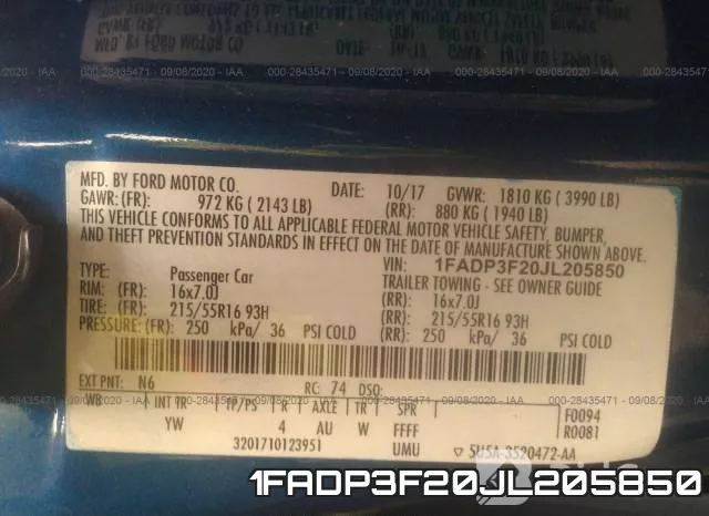 1FADP3F20JL205850 фото 10