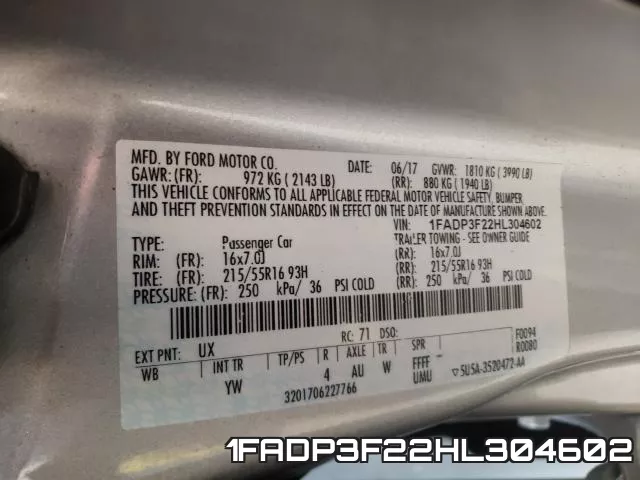 1FADP3F22HL304602 фото 2