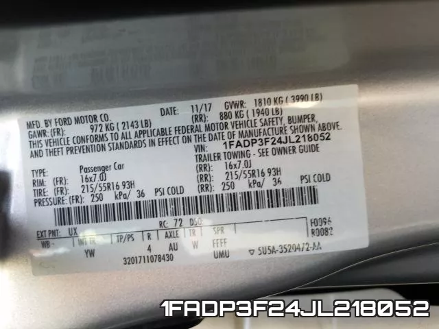 1FADP3F24JL218052 фото 2