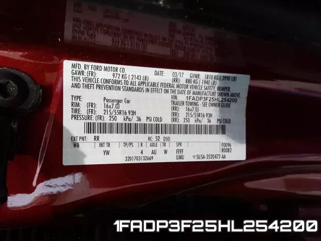 1FADP3F25HL254200 фото 2