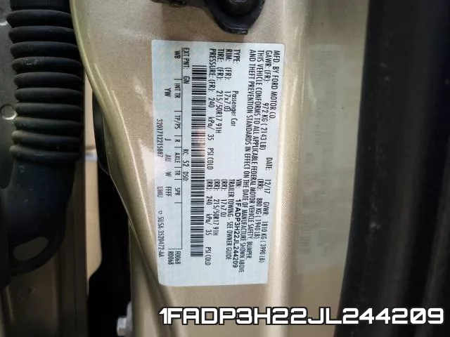 1FADP3H22JL244209 фото 2
