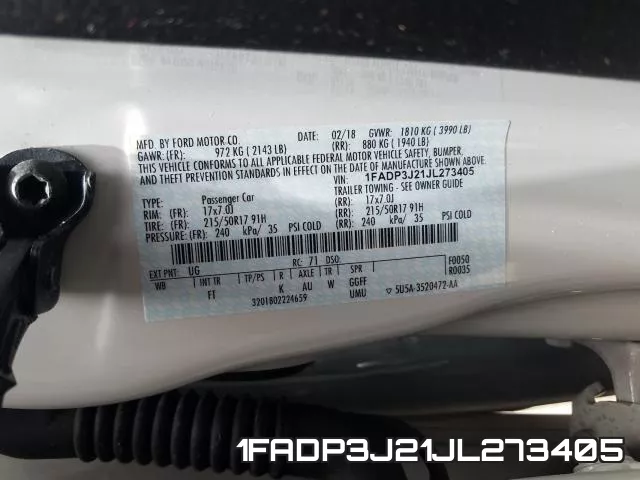 1FADP3J21JL273405 фото 2