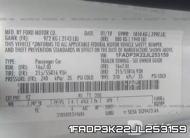 1FADP3K22JL253159 фото 10