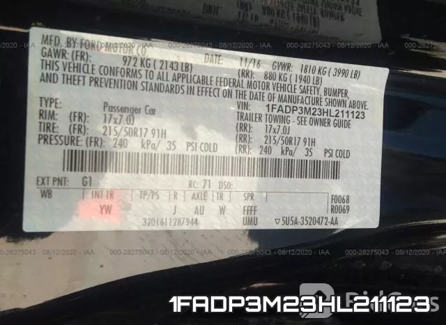 1FADP3M23HL211123 фото 10