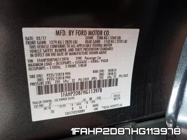1FAHP2D87HG113978 фото 2