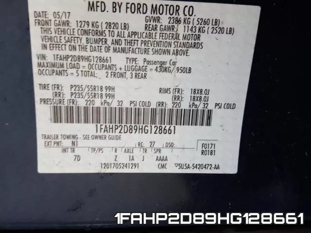 1FAHP2D89HG128661 фото 2
