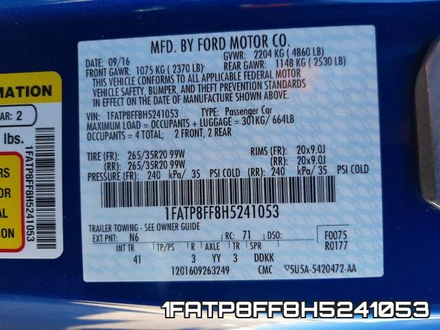 1FATP8FF8H5241053 фото 2