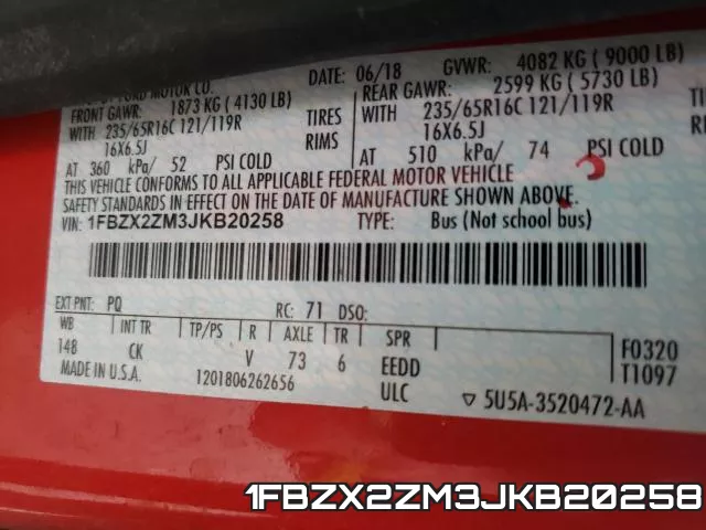 1FBZX2ZM3JKB20258 фото 2