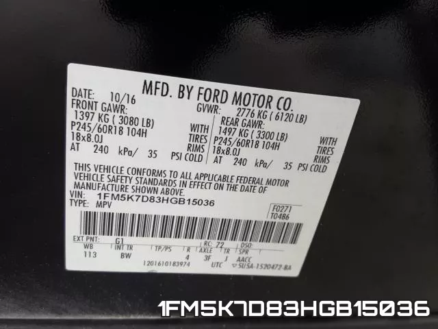 1FM5K7D83HGB15036 фото 2