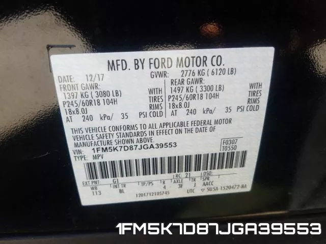 1FM5K7D87JGA39553 фото 2
