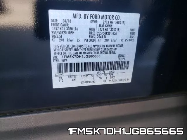 1FM5K7DH1JGB65665 фото 2