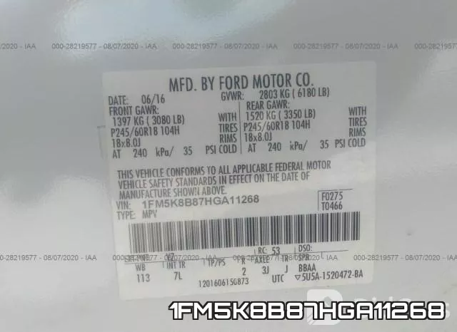 1FM5K8B87HGA11268 фото 10