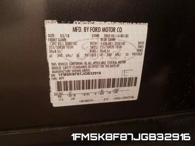 1FM5K8F87JGB32916 фото 2
