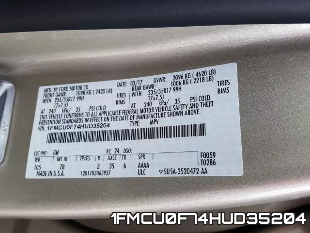 1FMCU0F74HUD35204 фото 2