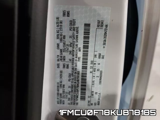 1FMCU0F78KUB78185 фото 2