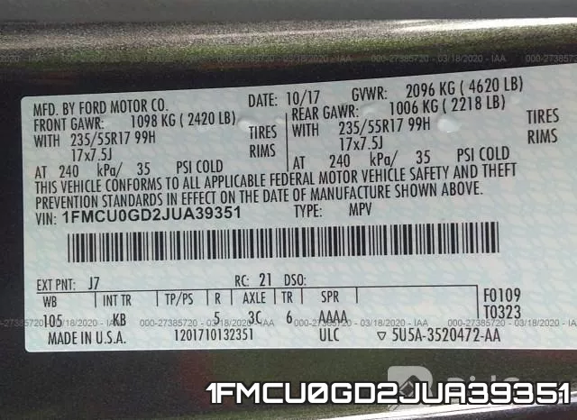 1FMCU0GD2JUA39351 фото 10