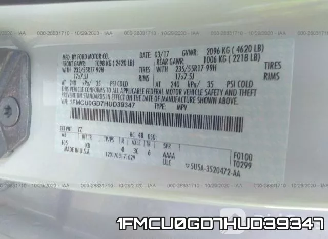 1FMCU0GD7HUD39347 фото 10
