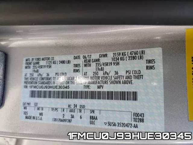 1FMCU0J93HUE30345 фото 2