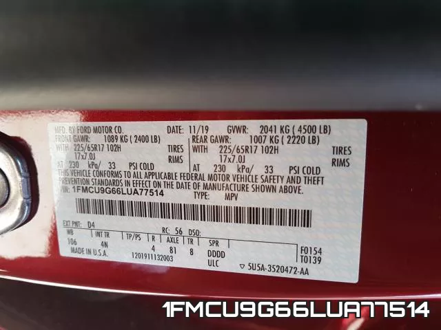 1FMCU9G66LUA77514 фото 2