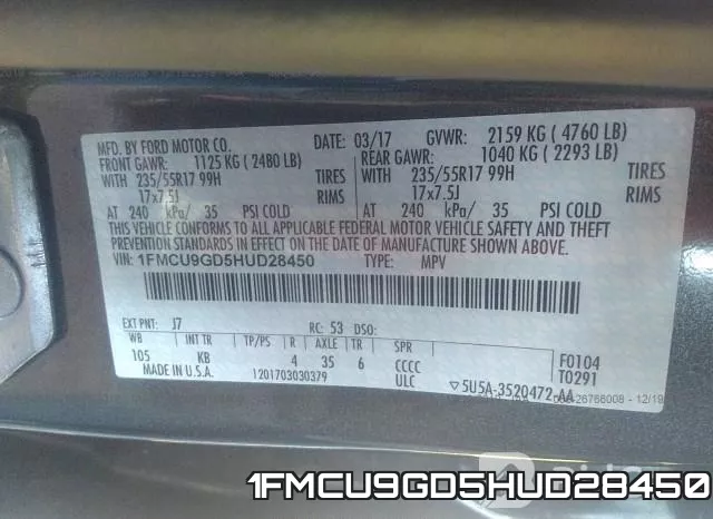 1FMCU9GD5HUD28450 фото 10