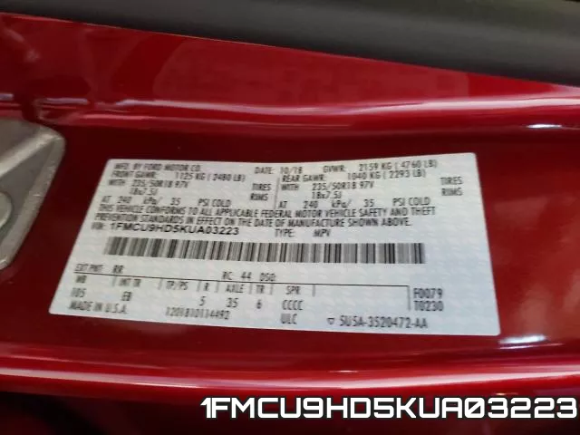 1FMCU9HD5KUA03223 фото 2