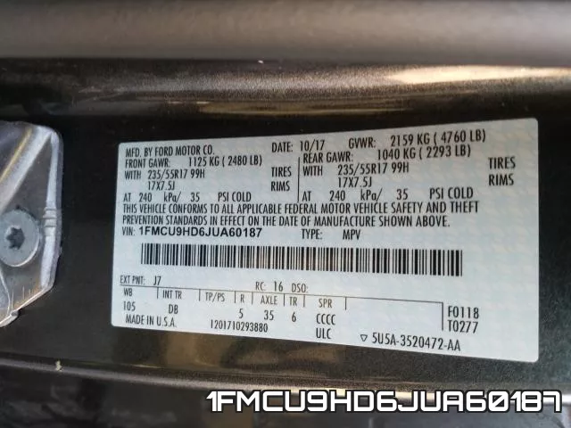 1FMCU9HD6JUA60187 фото 2