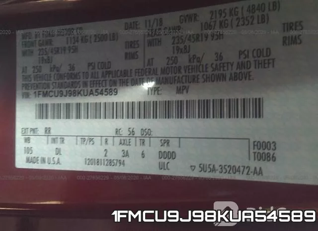 1FMCU9J98KUA54589 фото 10