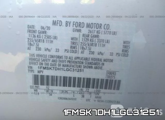1FMSK7DH1LGC31251 фото 10