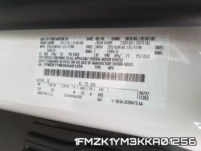 1FMZK1YM3KKA01256 фото 2
