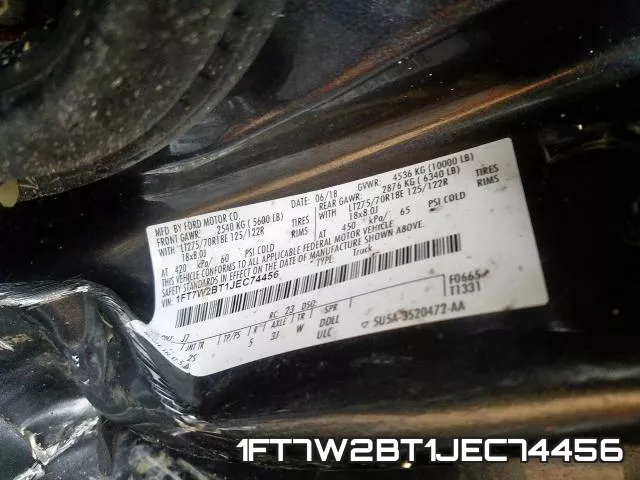 1FT7W2BT1JEC74456 фото 2