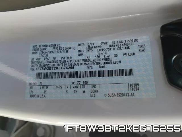 1FT8W3BT2KEG76255 фото 2