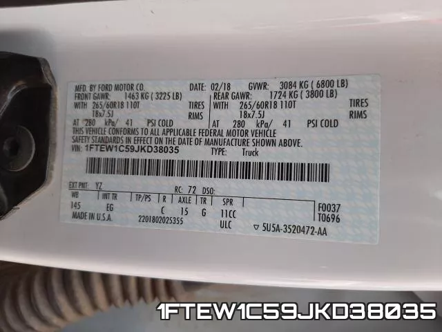 1FTEW1C59JKD38035 фото 2