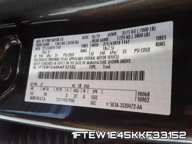 1FTEW1E45KKF33152 фото 2