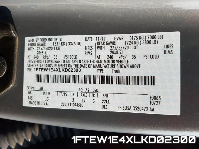 1FTEW1E4XLKD02300 фото 2