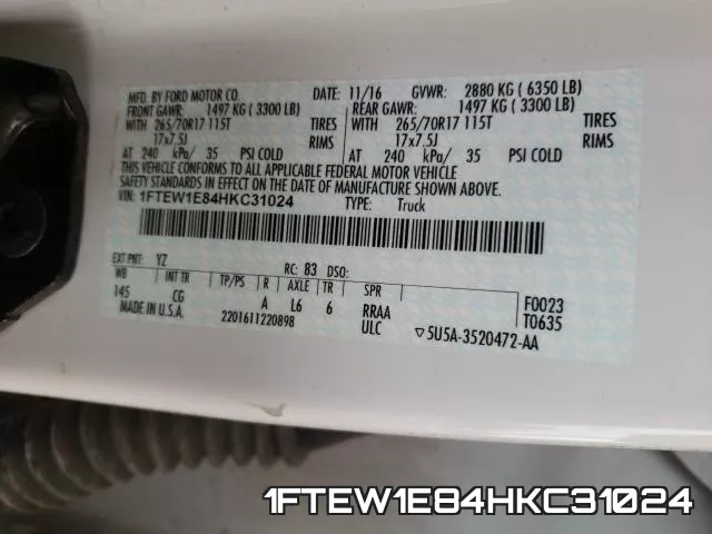 1FTEW1E84HKC31024 фото 2