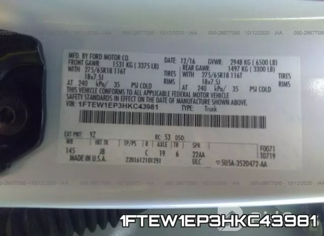 1FTEW1EP3HKC43981 фото 10