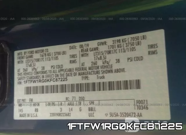 1FTFW1RG0KFC87225 фото 10