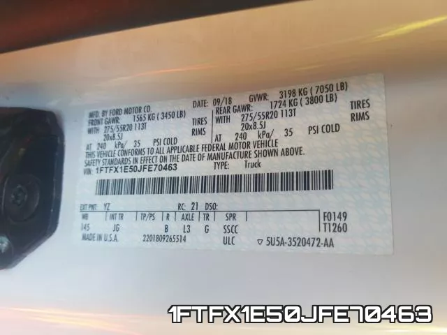 1FTFX1E50JFE70463 фото 2