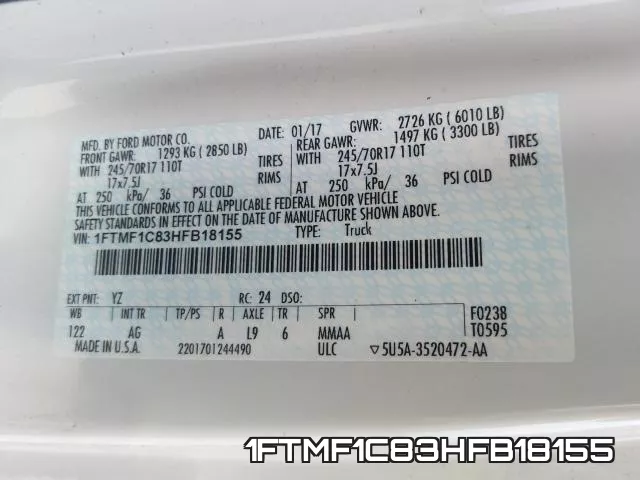1FTMF1C83HFB18155 фото 2
