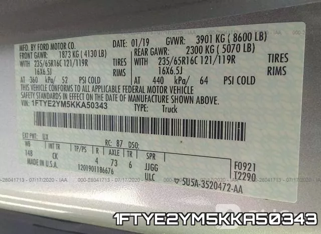 1FTYE2YM5KKA50343 фото 10