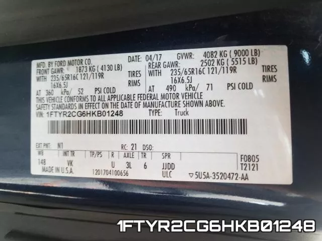 1FTYR2CG6HKB01248 фото 2